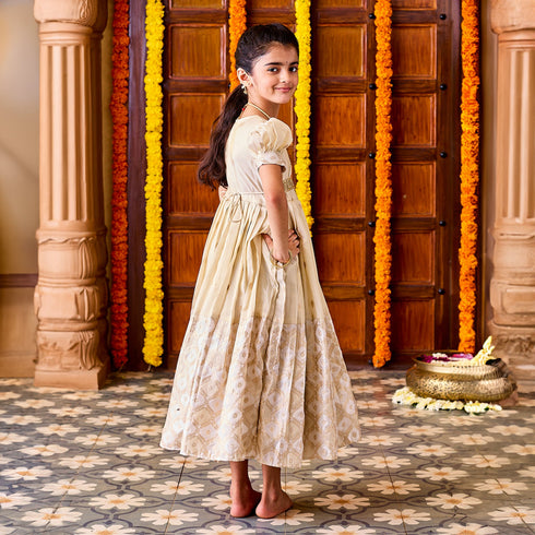 Girl's' Gold Lehenga Set